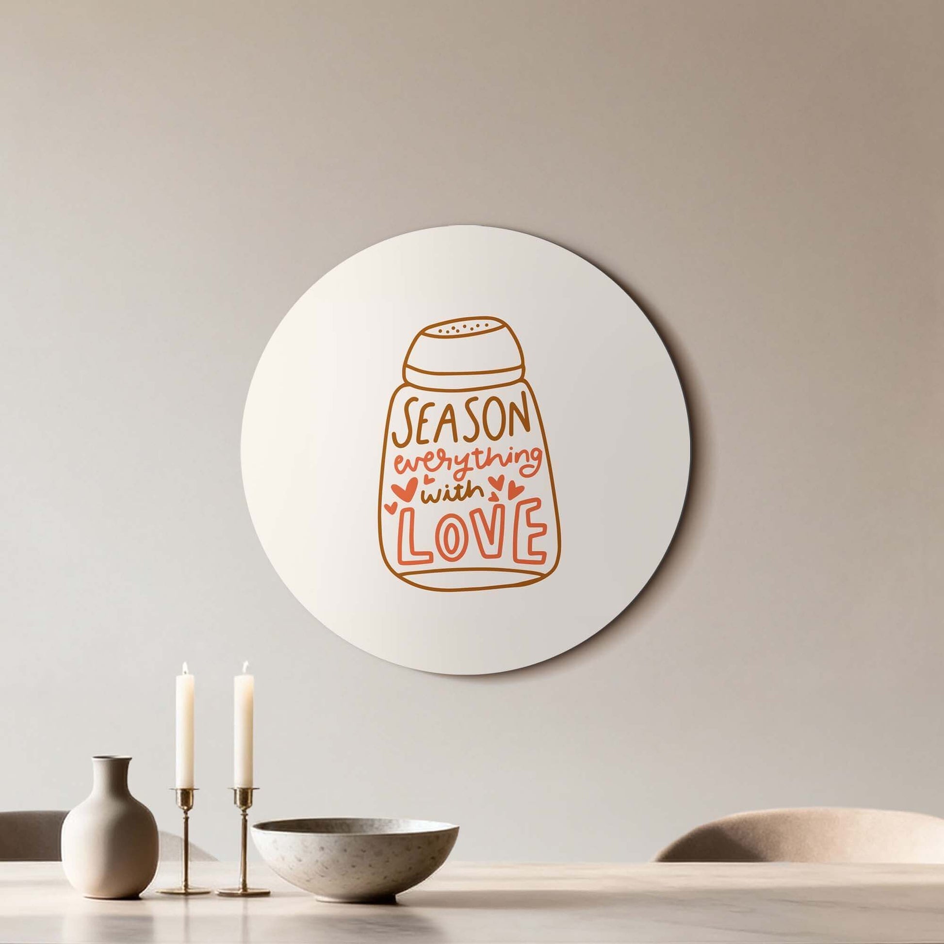 Season With Love - Wandbild: Verspielter und gemütlicher Wandbild mit dem Text "Season everything with love" für Ihre Küche. Wandbild Dekor.