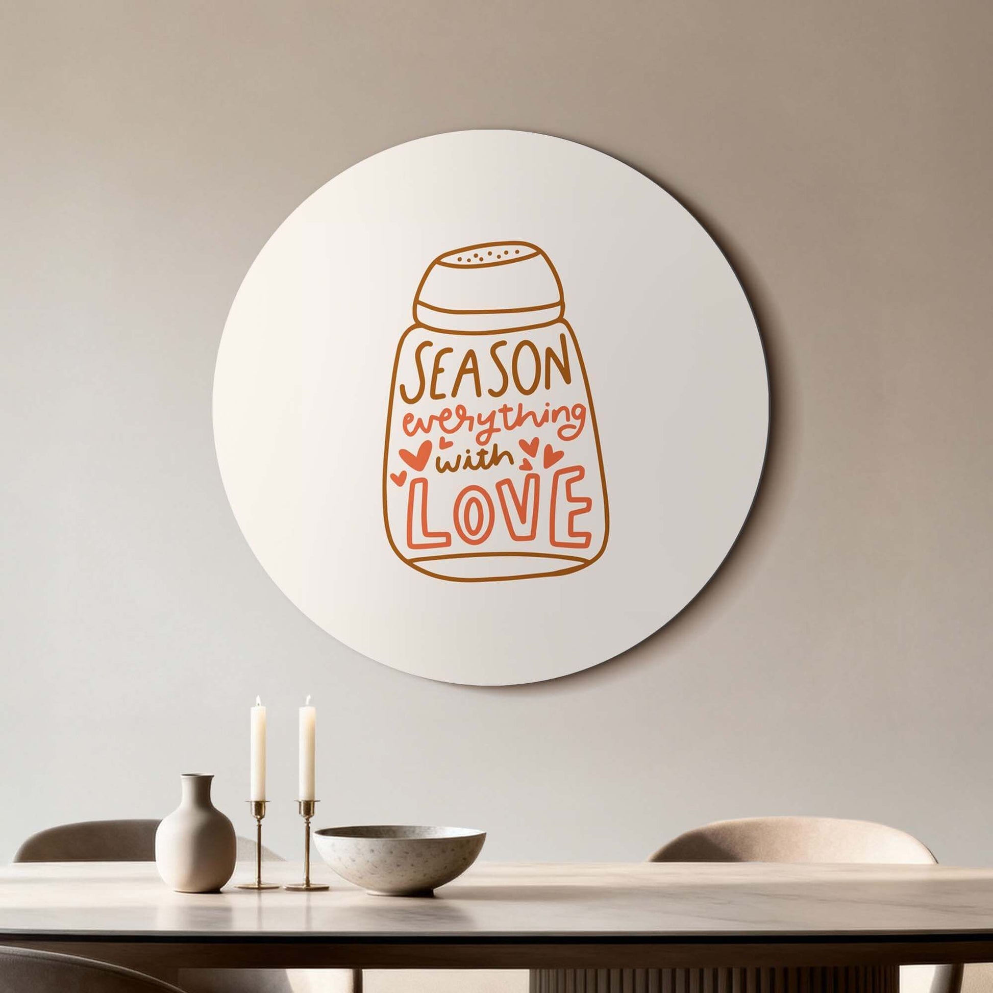 Season With Love - Wandbild mit Text 'Season everything with love', perfekter Wandbild für die Küche. Wandbild Dekoration.
