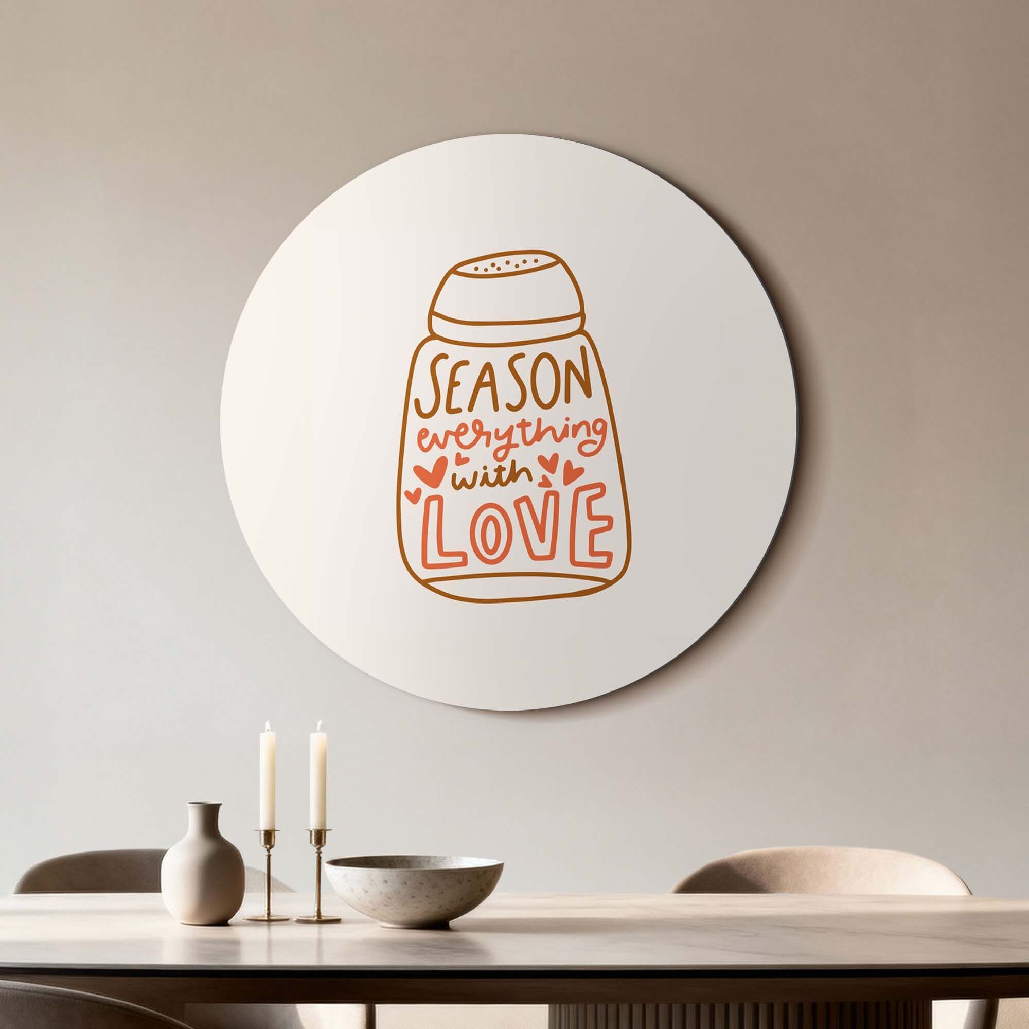 Season With Love - Wandbild mit Text 'Season everything with love', perfekter Wandbild für die Küche. Wandbild Dekoration.