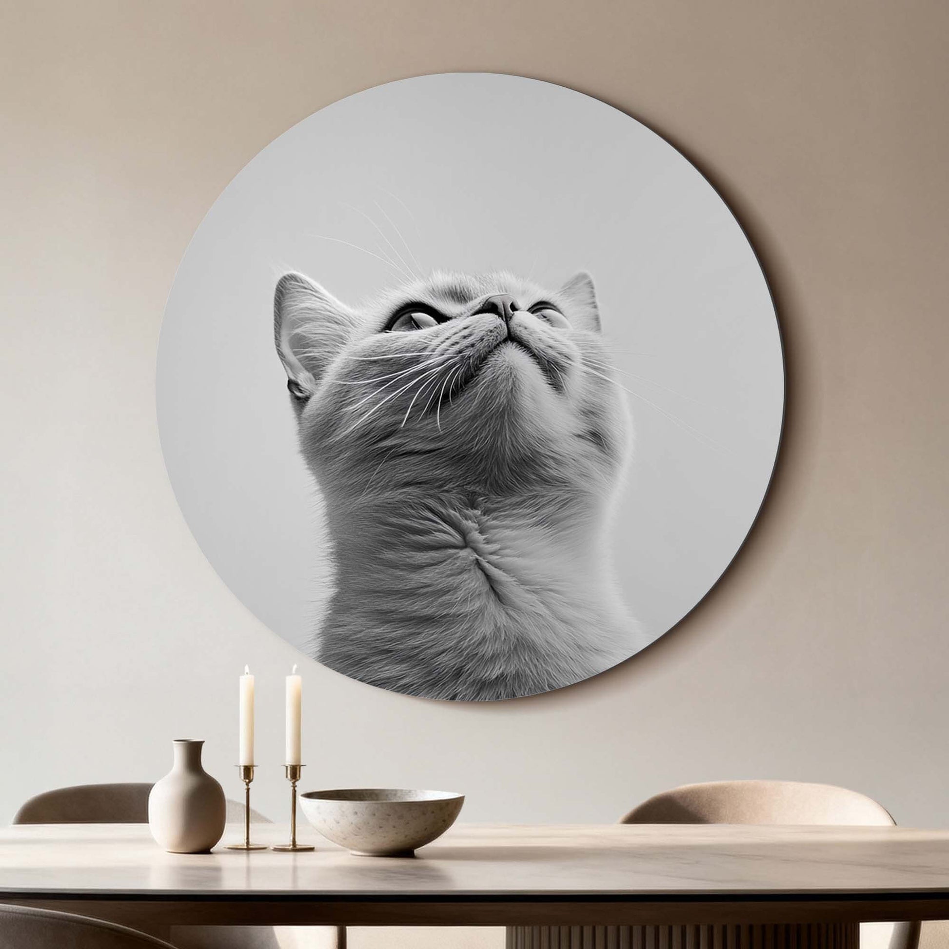 Silver Whisker - Wandbild mit Bild einer grauen Katze, stilvolle Wanddekoration für jedes Interieur.