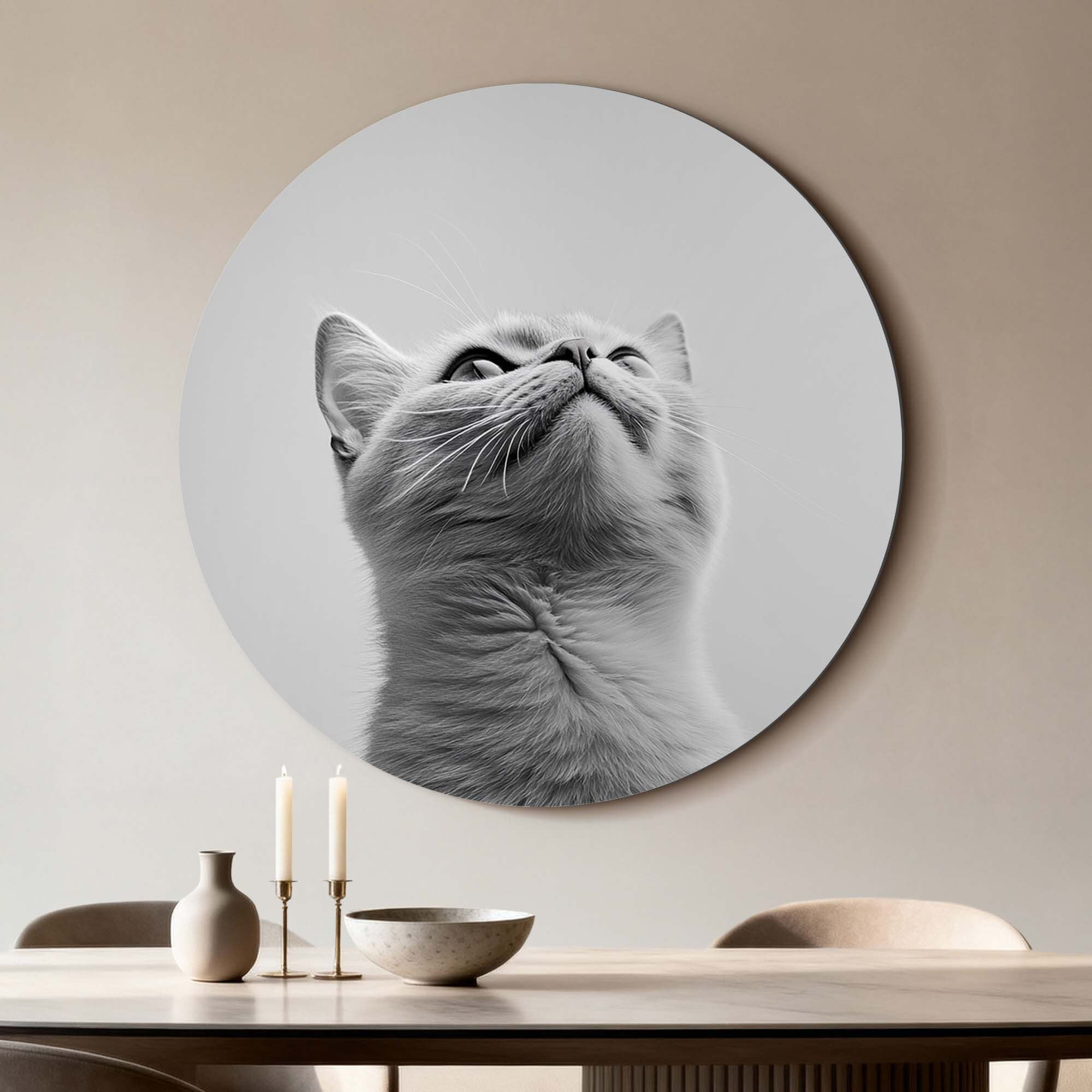 Silver Whisker - Wandbild mit Bild einer grauen Katze, stilvolle Wanddekoration für jedes Interieur.
