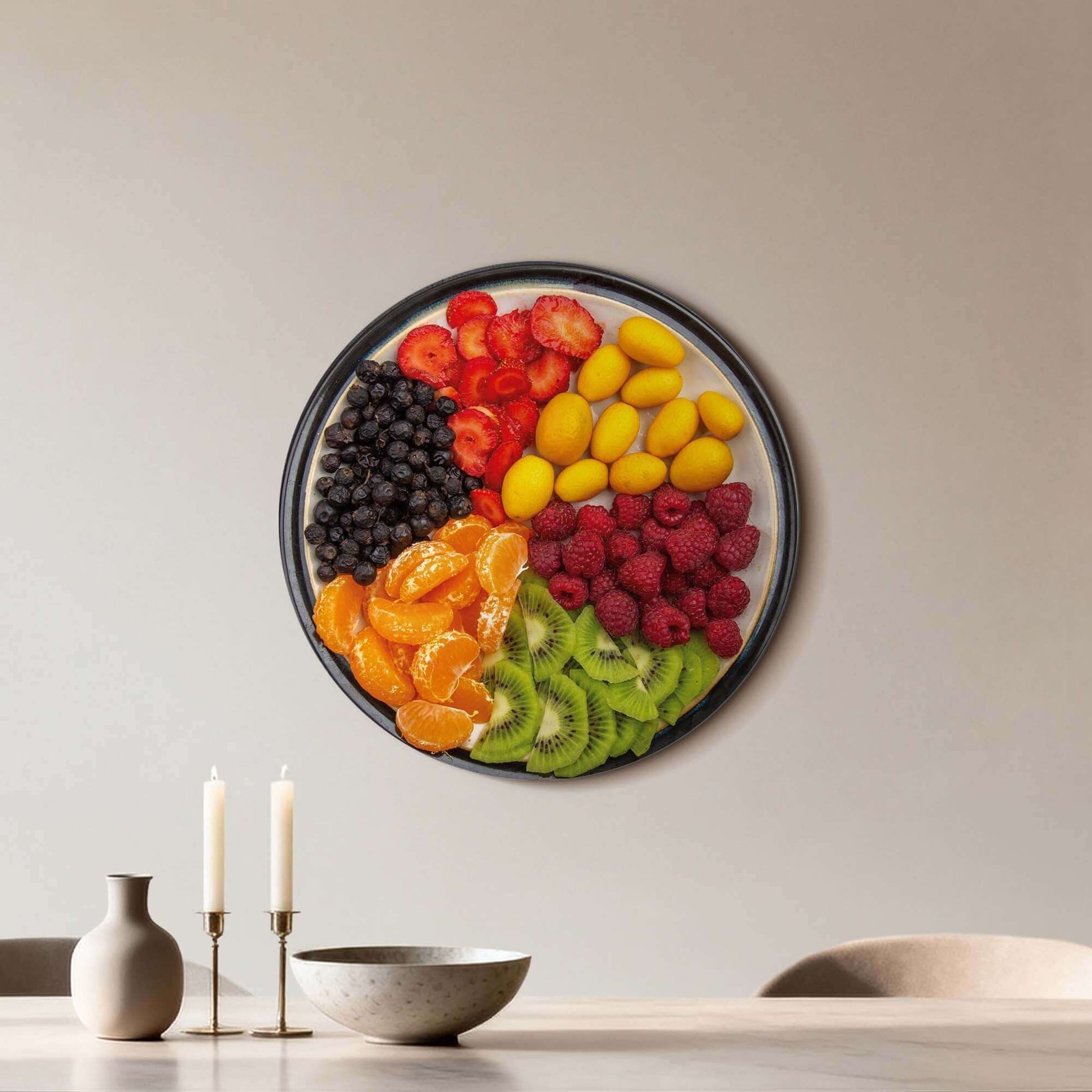 Vibrant Fruit Medley - Wandbild, bunte Wanddekoration mit Sommerfrüchten. Perfekter Wandbild für Küche oder Esszimmer. Entdecken Sie die Wandbilder.