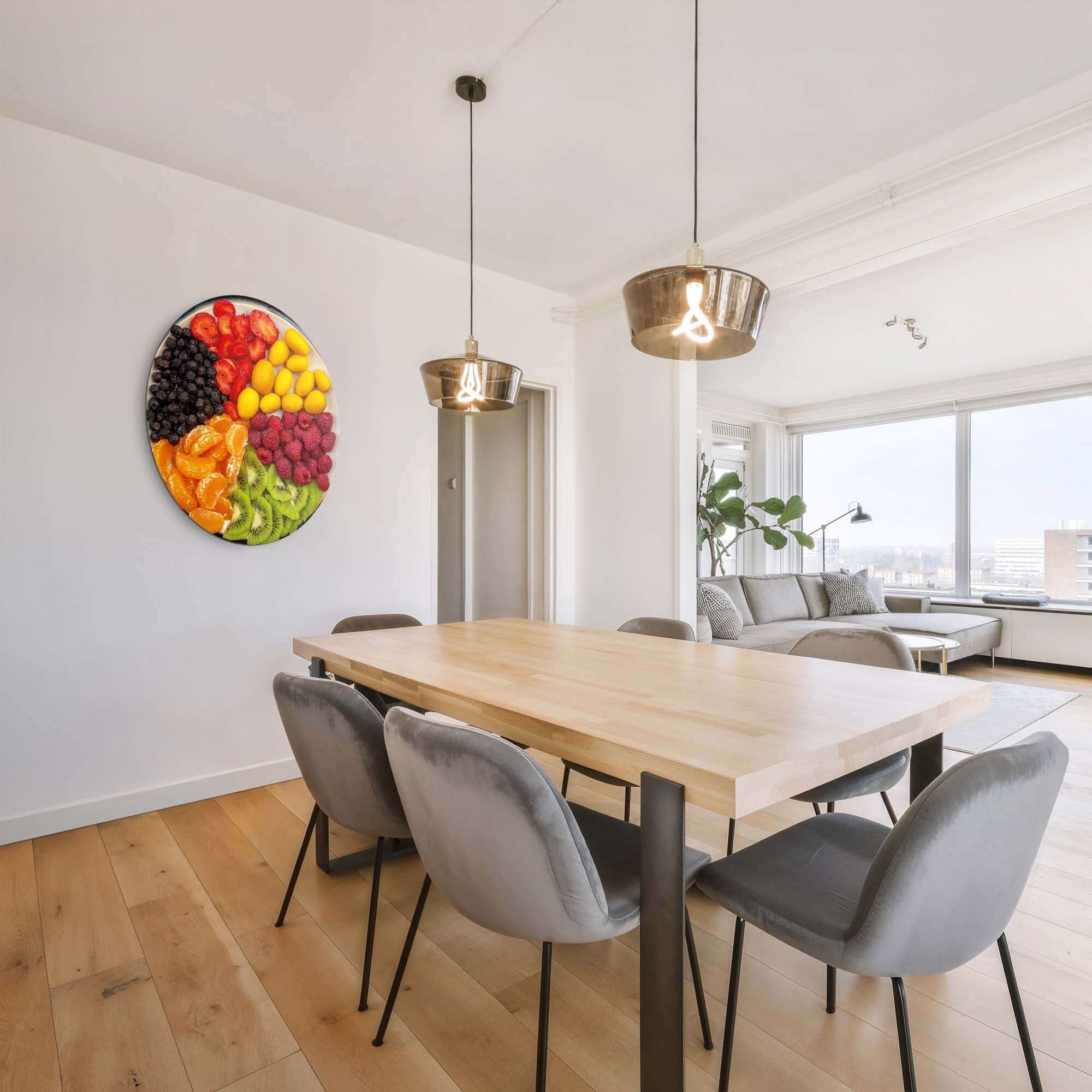 Vibrant Fruit Medley - Wandbild als bunter Wandbild mit Sommerfrüchten für Energie in Küche oder Esszimmer. Wandbild Dekoration.