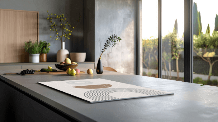 Japandi Herdabdeckplatte Luxusküche