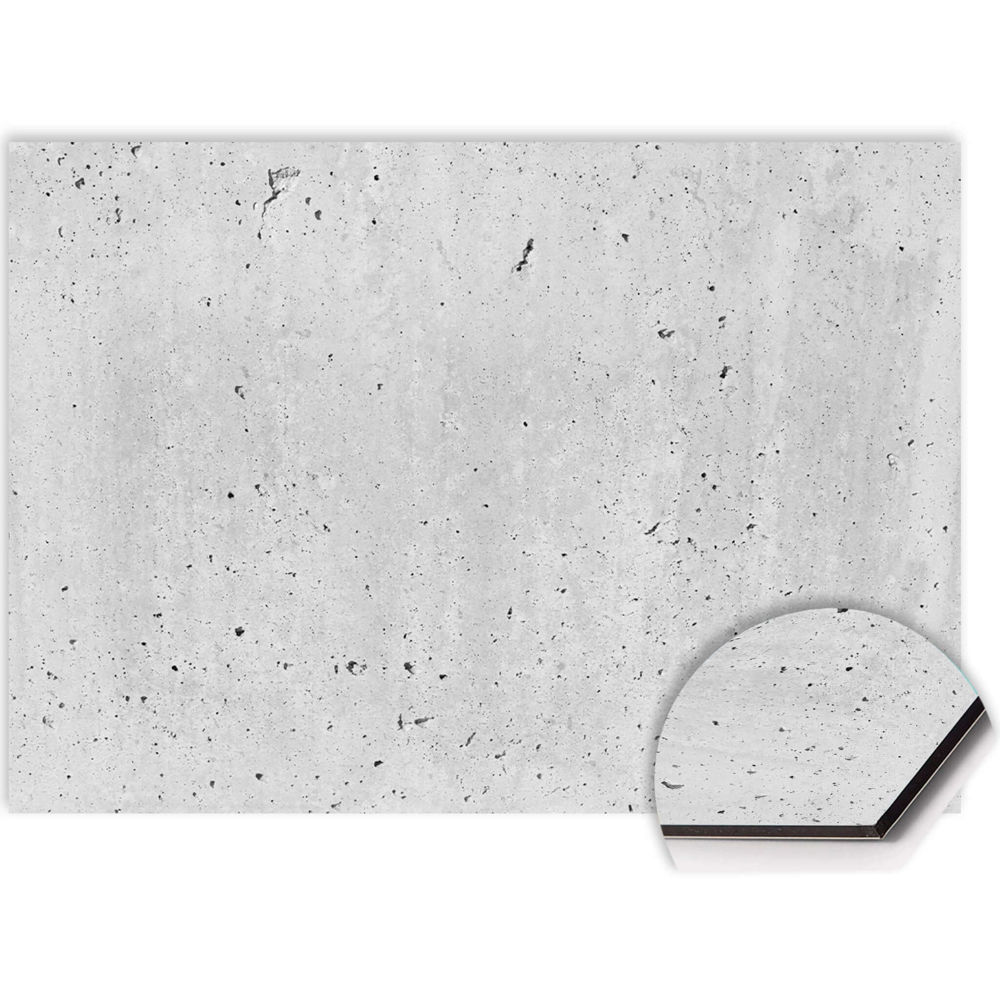 Urban Cement Spritzschutz für die Küche, aus langlebigem Aluminium Dibond mit Betonoptik, kratzfest und hitzebeständig.