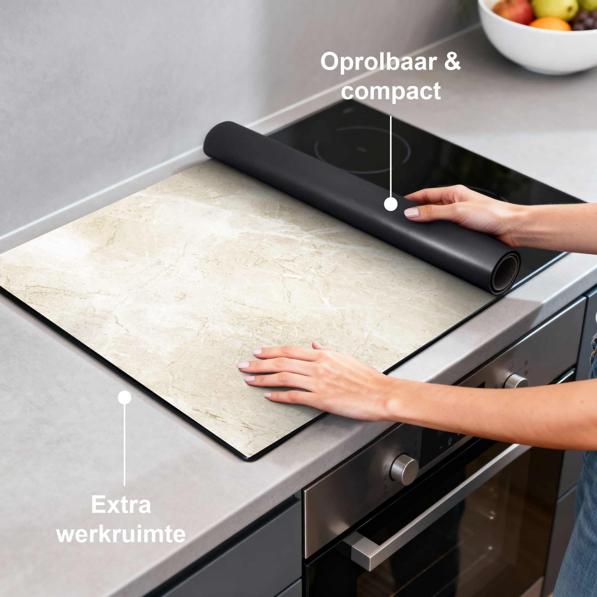[infographic] Beige Marble inductiebeschermer sfeer wit — KitchenArt
