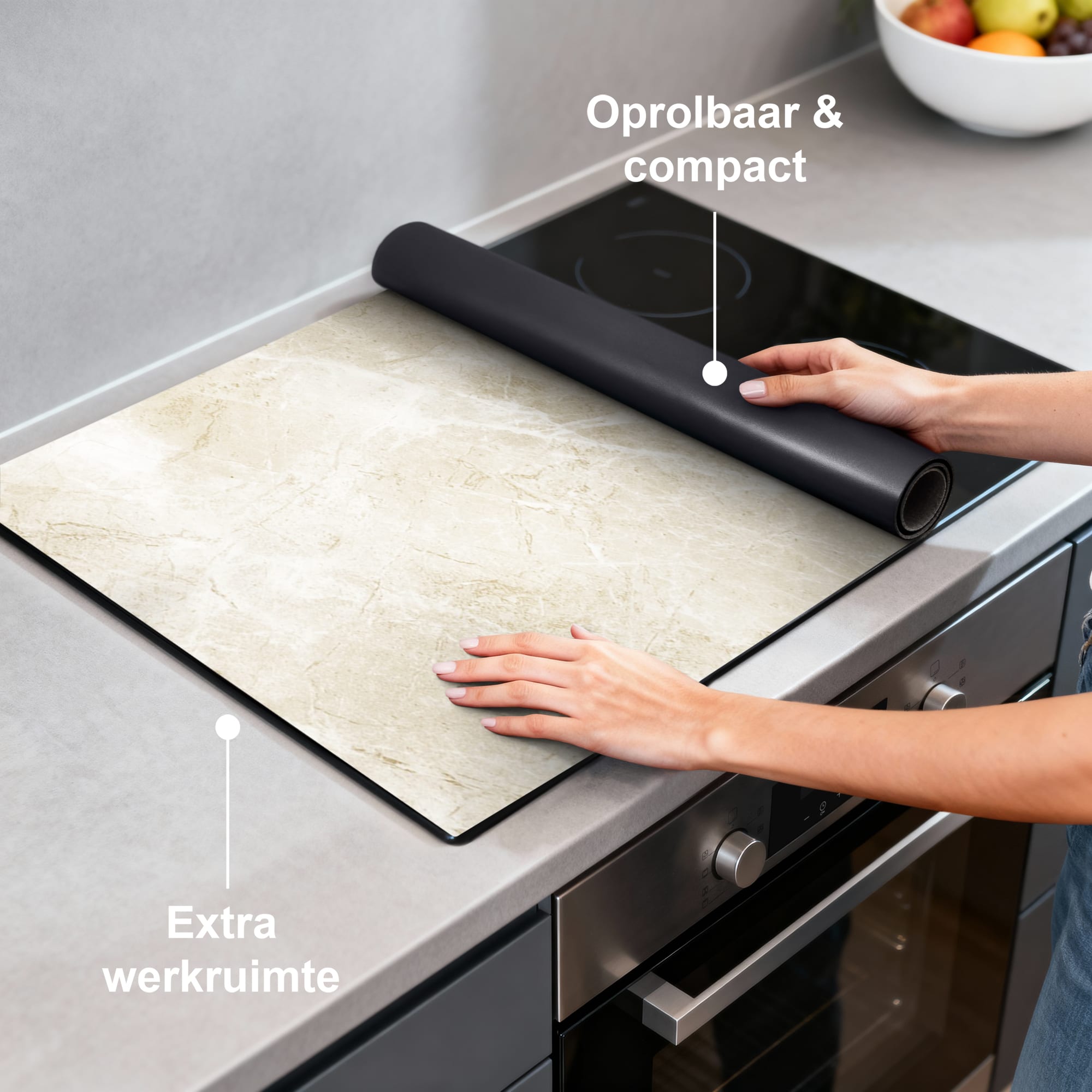 [infographic] Beige Marble inductiebeschermer sfeer wit — KitchenArt