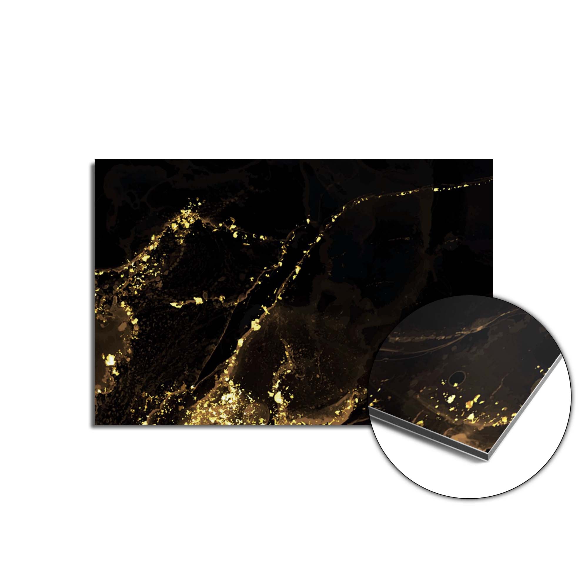 Black Marble Gold spatscherm product 90x60 cm — KitchenArt
