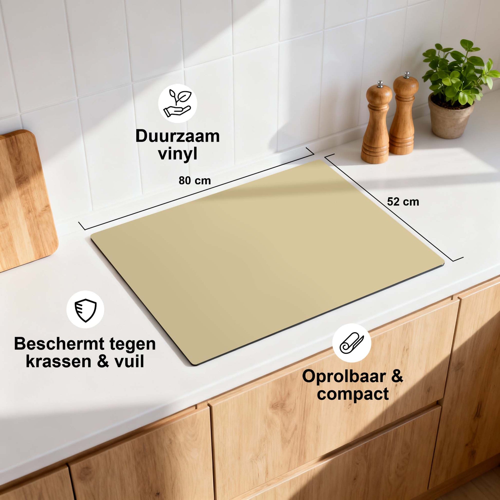 [infographic] Sandy Jitney inductiebeschermer sfeer bovenaanzicht — KitchenArt